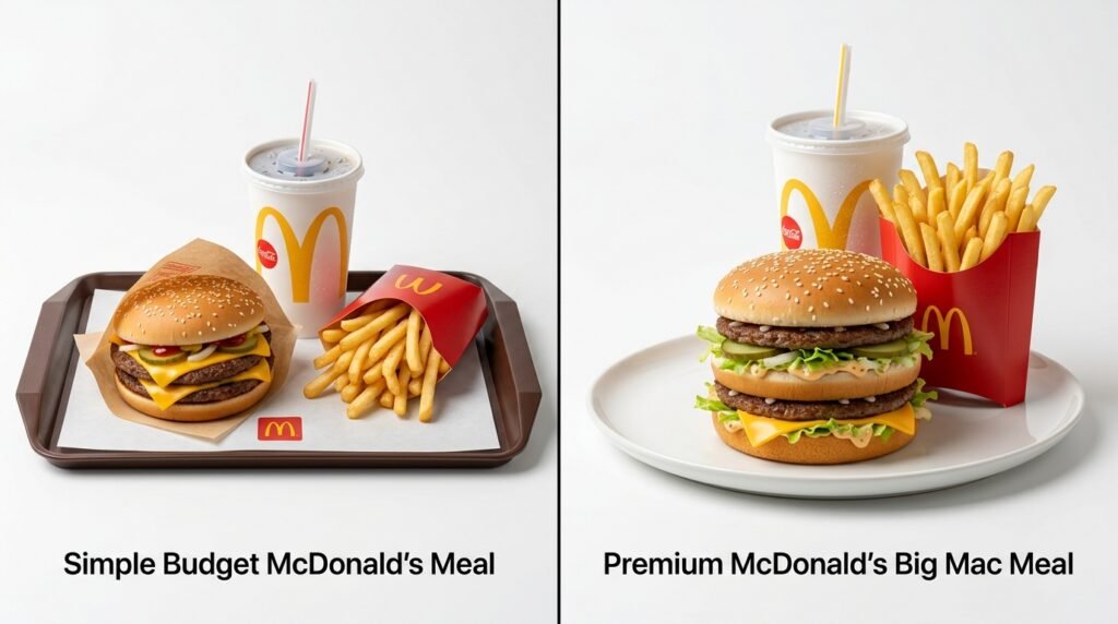 Vergleich McSmart Menü (günstig) vs. normales McMenü (Premium) bei McDonald's