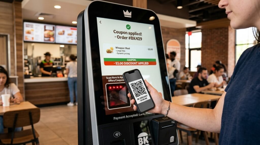 QR-Code-Scan am Burger King Kiosk – Rabatt wird automatisch verrechnet