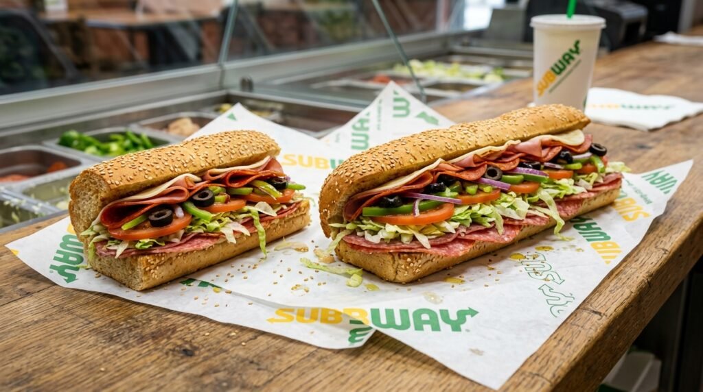 Subway 15 cm und 30 cm Footlong Subs im Vergleich